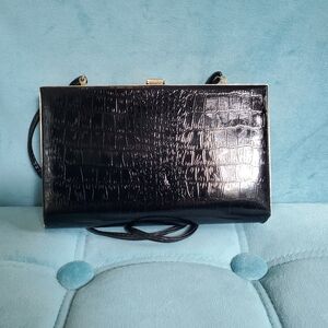 Elegant Black Patent Leather Coctail Purse